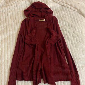 🍷 Vintage Burgundy Y2K Hollister Long sleeve Sweater/Cardigan with Hood